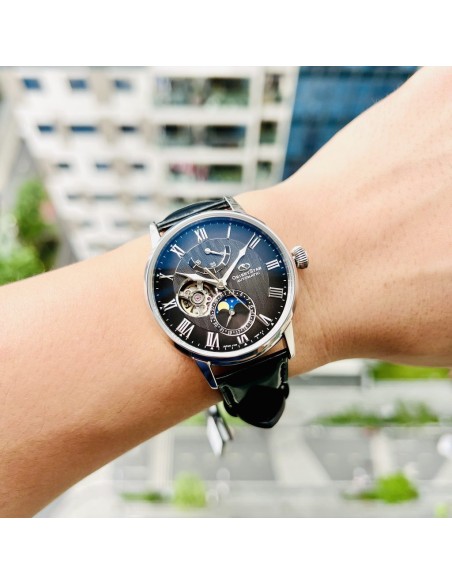 mecánico hombre Orient Star Moon Phase Semi-Skeleton RE-AY0107N