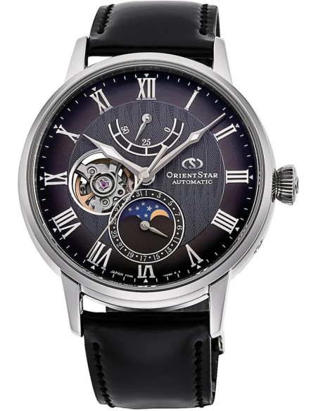 mecánico hombre Orient Star Moon Phase Semi-Skeleton RE-AY0107N