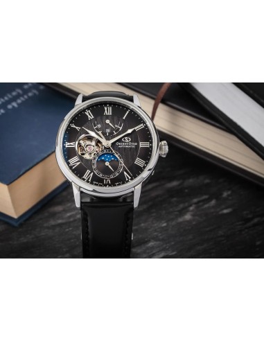 mecánico hombre Orient Star Moon Phase Semi-Skeleton RE-AY0107N