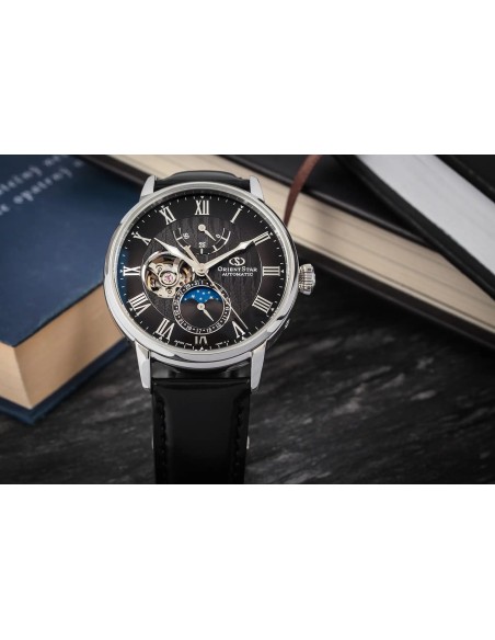 mecánico hombre Orient Star Moon Phase Semi-Skeleton RE-AY0107N