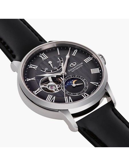 mecánico hombre Orient Star Moon Phase Semi-Skeleton RE-AY0107N