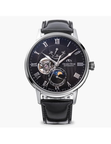 mecánico hombre Orient Star Moon Phase Semi-Skeleton RE-AY0107N