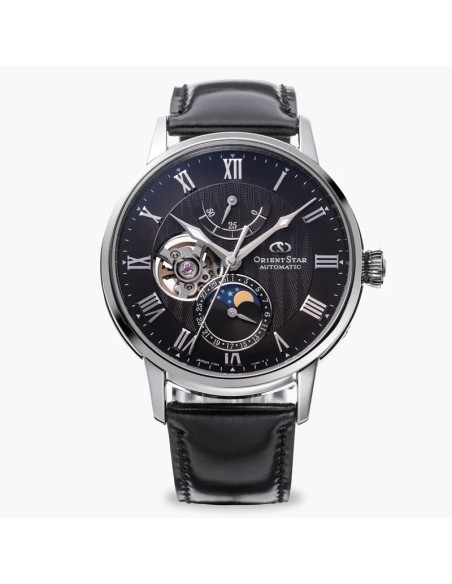mecánico hombre Orient Star Moon Phase Semi-Skeleton RE-AY0107N