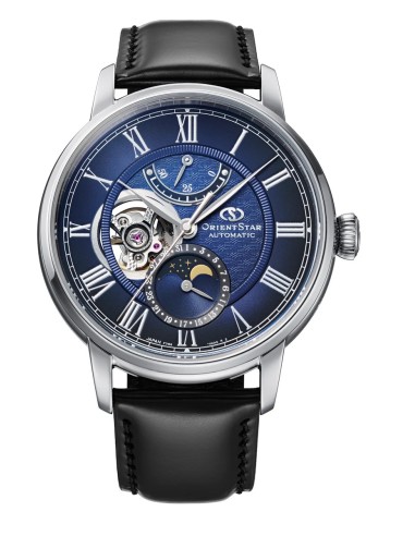 mecánico hombre Orient Star Moon Phase Semi-Skeleton RE-BT0006L 41mm