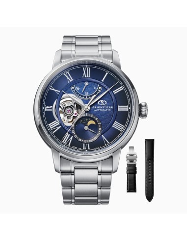 mecánico hombre Orient Star Moon Phase Semi-Skeleton RE-BT0006L 41mm