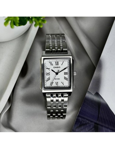 Reloj Casio analogico mtp-b190d-7b reloj elegante dial color blanco