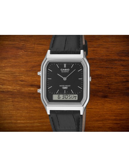 Reloj Casio analogico y digital AQ-230EL-1A correa de piel color negra