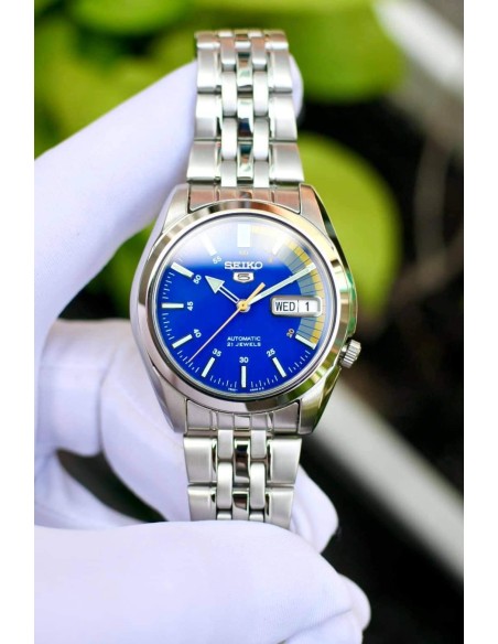reloj automático unisex Seiko 5 SNK371K1 37mm 30m WR correa de acero