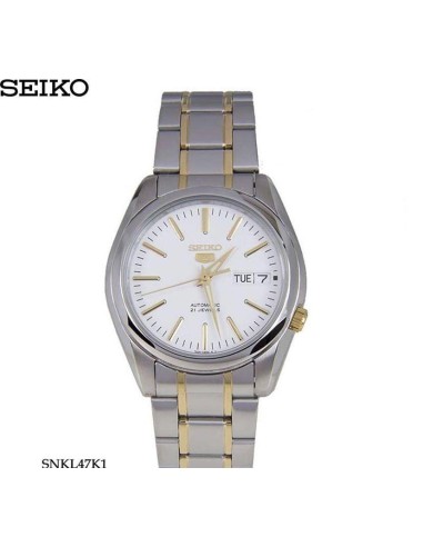 reloj automático unisex Seiko 5 SNKL47K1 37mm 30m WR correa de acero