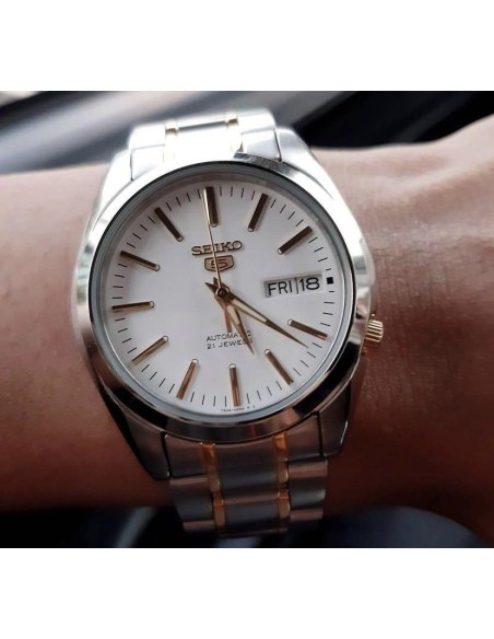 reloj automático unisex Seiko 5 SNKL47K1 37mm 30m WR correa de acero