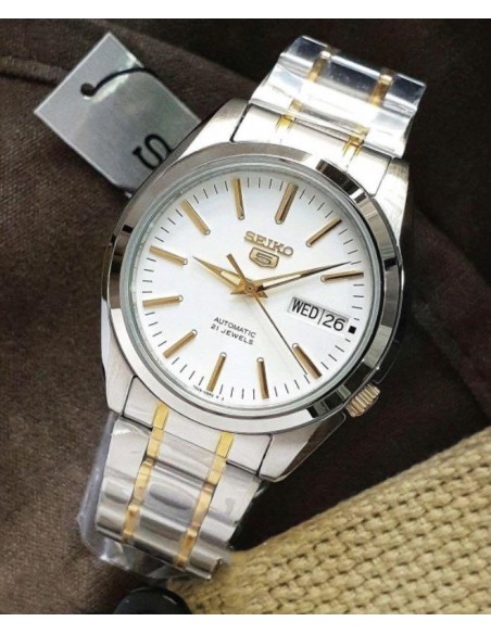 reloj automático unisex Seiko 5 SNKL47K1 37mm 30m WR correa de acero