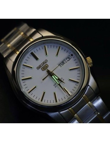 reloj automático unisex Seiko 5 SNKL47K1 37mm 30m WR correa de acero