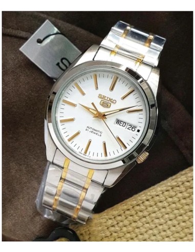reloj automático unisex Seiko 5 SNKL47K1 37mm 30m WR correa de acero
