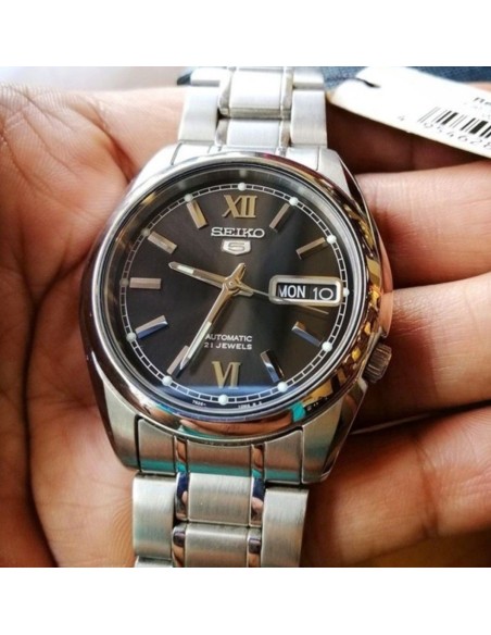 reloj automático unisex Seiko 5 SNKL55K1 37mm 30m WR correa de acero