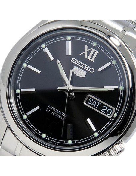 reloj automático unisex Seiko 5 SNKL55K1 37mm 30m WR correa de acero