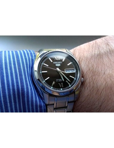 reloj automático unisex Seiko 5 SNKL55K1 37mm 30m WR correa de acero