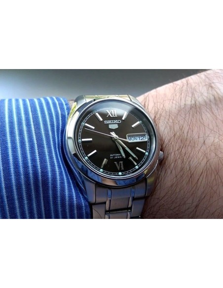 reloj automático unisex Seiko 5 SNKL55K1 37mm 30m WR correa de acero