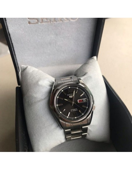 reloj automático unisex Seiko 5 SNKL55K1 37mm 30m WR correa de acero