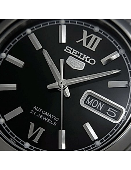 reloj automático unisex Seiko 5 SNKL55K1 37mm 30m WR correa de acero