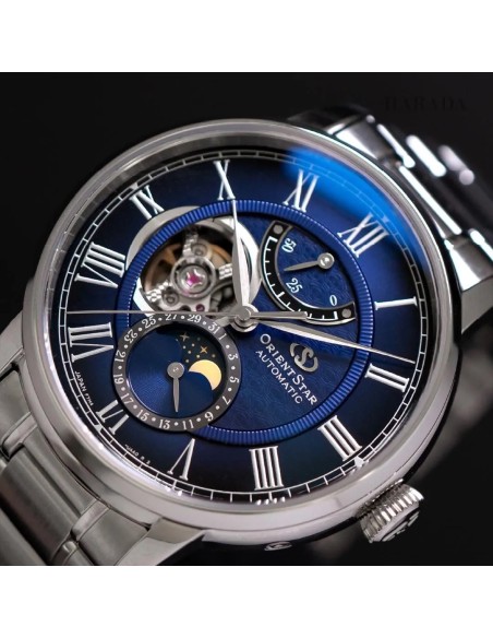 mecánico hombre Orient Star Moon Phase Seiran RK-BT0002L 41mm JDM hecho en Japón cristal de zafiro doble