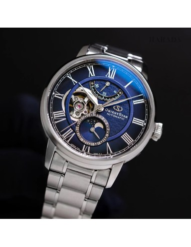 mecánico hombre Orient Star Moon Phase Seiran RK-BT0002L 41mm JDM hecho en Japón cristal de zafiro doble