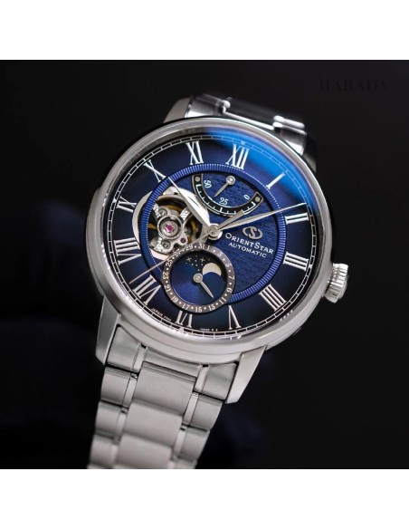 mecánico hombre Orient Star Moon Phase Seiran RK-BT0002L 41mm JDM hecho en Japón cristal de zafiro doble
