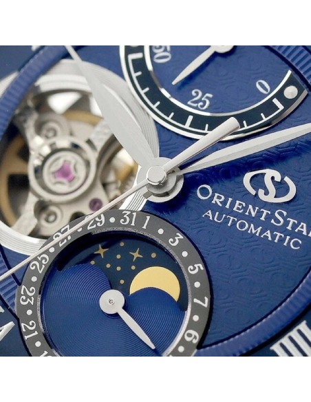 mecánico hombre Orient Star Moon Phase Seiran RK-BT0002L 41mm JDM hecho en Japón cristal de zafiro doble