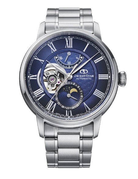 mecánico hombre Orient Star Moon Phase Seiran RK-BT0002L 41mm JDM hecho en Japón cristal de zafiro doble