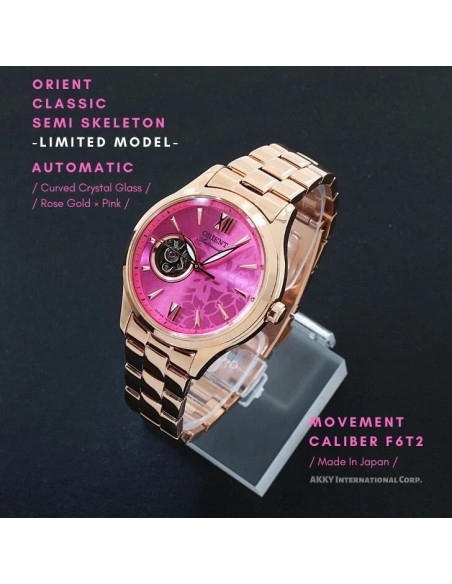 automático mujer Orient Star Semi-Skeleton Sakura Blossom  RN-AG0730J 35.9mm JDM Limited Edition