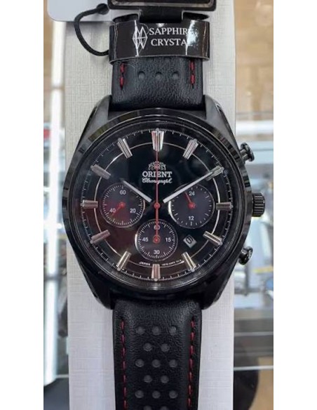 cronógrafo solar hombre Orient Chronograph Panda Full Black RN-TX0309B JDM 40mm Limited