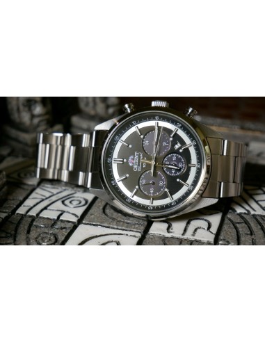 cronógrafo solar hombre Orient Kōboku Panda Neo’s 70 WV0011TX 42 mm JDM hecho en Japón