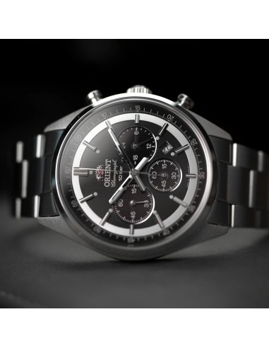 cronógrafo solar hombre Orient Kōboku Panda Neo’s 70 WV0011TX 42 mm JDM hecho en Japón