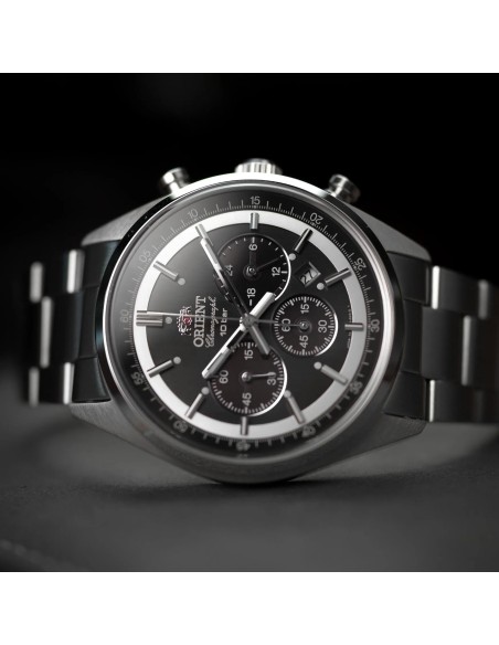 cronógrafo solar hombre Orient Kōboku Panda Neo’s 70 WV0011TX 42 mm JDM hecho en Japón