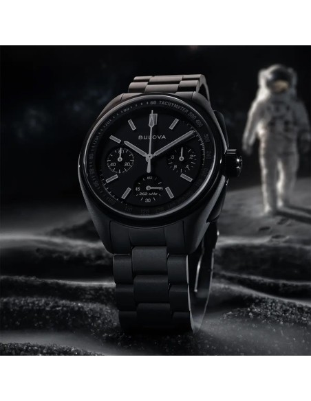 Bulova Lunar Pilot Black Hole 98A335 41mm Limited Edition 100m WR cristal de zafiro plano