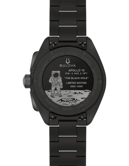 Bulova Lunar Pilot Black Hole 98A335 41mm Limited Edition 100m WR cristal de zafiro plano