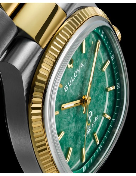 Bulova Super Seville Green Jade - Two-Tone - Green | 98A336 35mm HPQ Precisionist 262 kHz cristal de zafiro