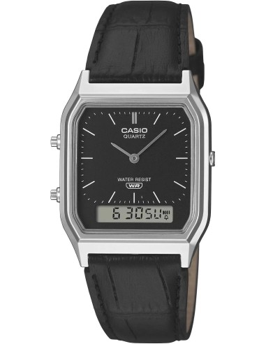 Reloj Casio analogico y digital AQ-230EL-1A correa de piel color negra