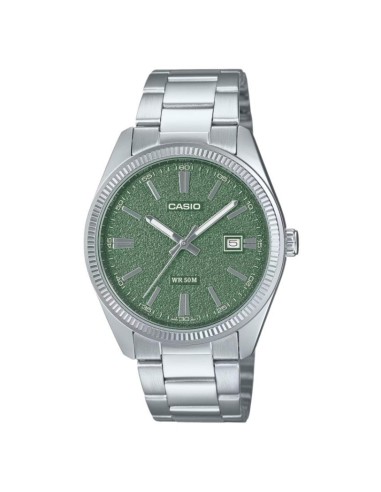 Reloj hombre analogico MTP-1302DA-3AV correa acero inoxidable dial verde