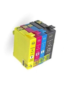 pack 4 tintas x T3471-2-3-4 / T3461-2-3-4 34XL WorkForce Pro WF-3720  WF-3725 (NEGRO - CIAN - MAGENTA -AMARILLO)