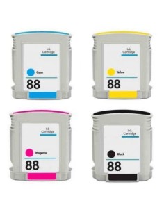 HP 88XL Pack 4 cartuchos hp 88XL compatibles (1 negro, 1 cian, 1 magenta y 1 amarillo) officejet pro series
