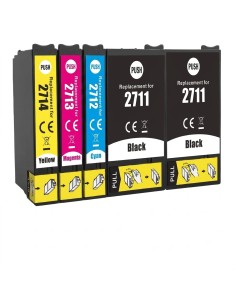 T2711/2/3/4 PACK 5 tintas compatibles Epson WF-3620 / WF-3640 / WF-7110 / WF-7620 / WF-7640