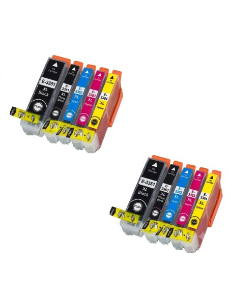 T3351/T3361/2/3/4 PACK 10 cartuchos compatibles Epson Xpression XP 530 XP 630 XP 635 XP 830