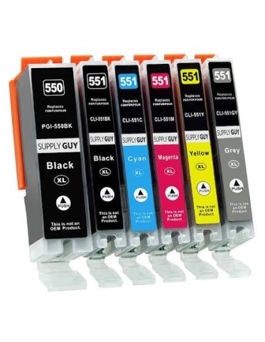 6 tintas  Canon PGI550/CLI551XL MG6350 MG7150 MG7550 IP8750 (con GRIS)