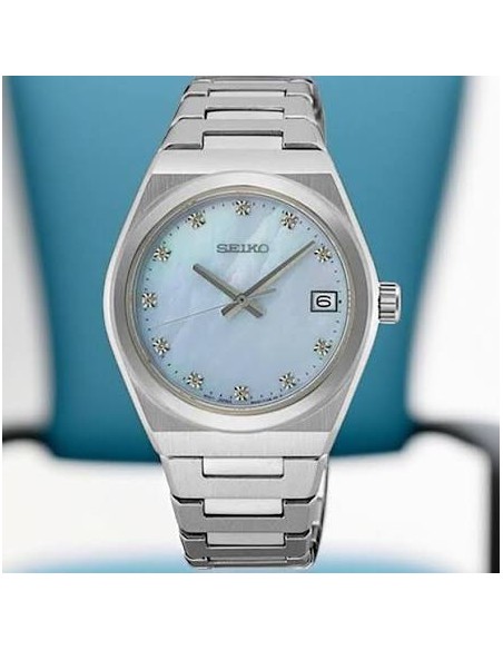 mujer cuarzo Seiko Classic Diamonds SUR603P1 34mm cristal de zafiro 100m