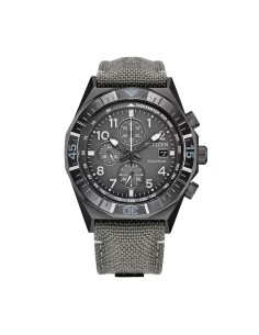 solar hombre Citizen Tactical Nighthawk CA0897-04H Chrono Gray IP 43mm cristal de zafiro correa de tela