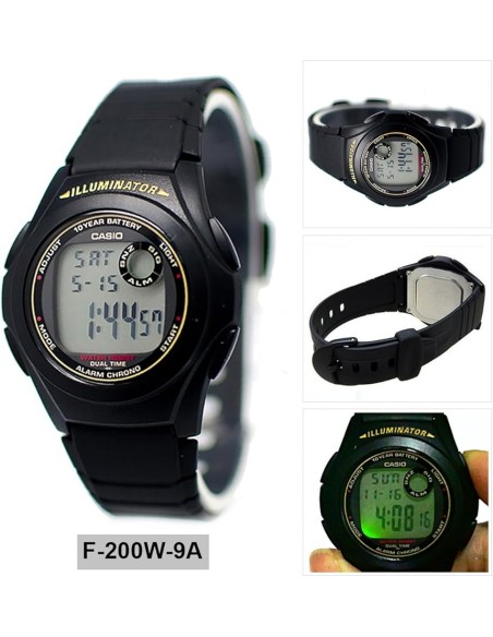 Reloj Casio F-200W-9A Cuarzo - 10 Años de bateria