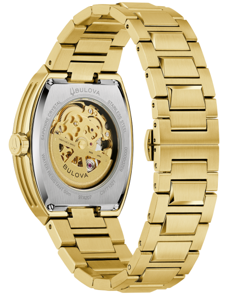 reloj automático hombre Bulova Maquina 97A207 40mm cristal de zafiro curvo 50m WR correa de acero