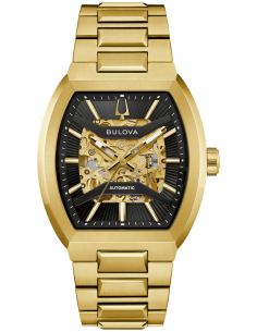 reloj automático hombre Bulova Maquina 97A207 40mm cristal de zafiro curvo 50m WR correa de acero