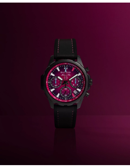 cronógrafo hombre Bulova E1 Team Miami 98B476 41mm 100m WR cristal de zafiro