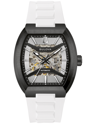 automático hombre Bulova Maquina  Skeleton 98A345 caja Tonneau 40x47mm cristal de zafiro